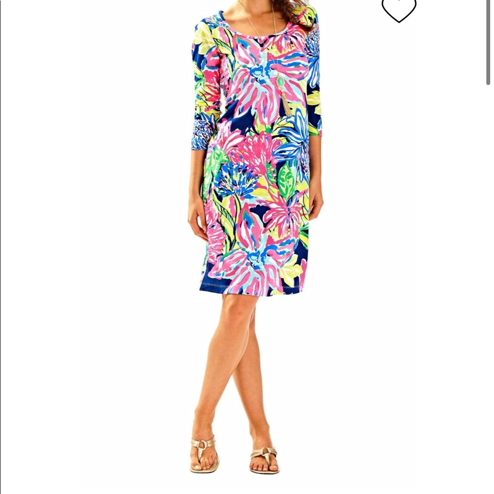 Lilly Pulitzer Kenzie Dress Resort Navy Travelers Palm